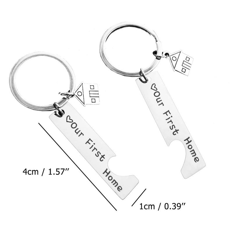 CNYMANY 2 Pcs New Home Keychains, Our First Home Housewarming Gift New House Decoration Jewelry Key Rings for New House Owner Wife Husband Lover - Image 2
